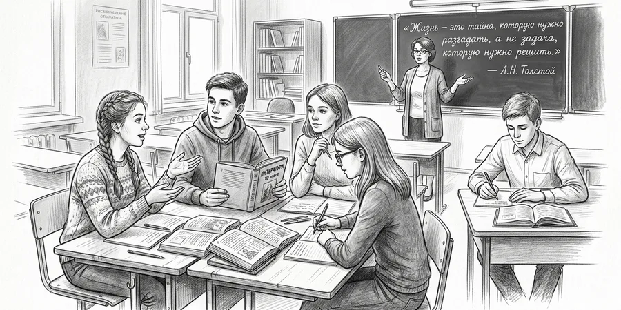 Урок литературы в гуманитарном классе: обсуждение текста в группах